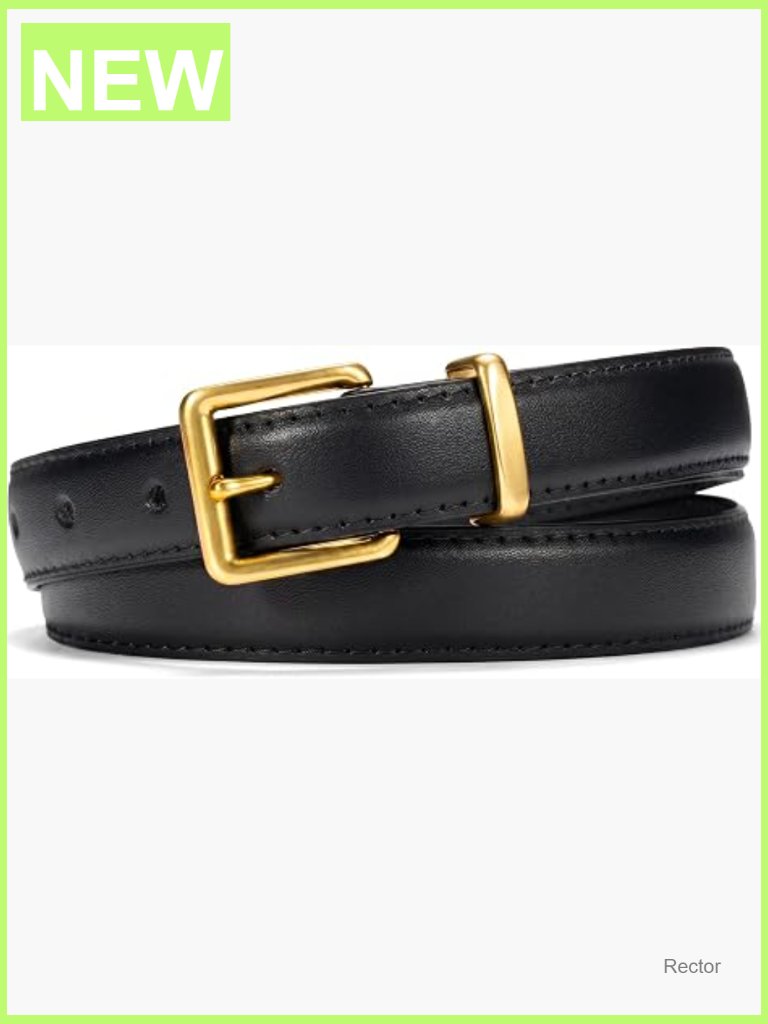 Women's Faux Leather Belt With Gold Buckle 1" Wide